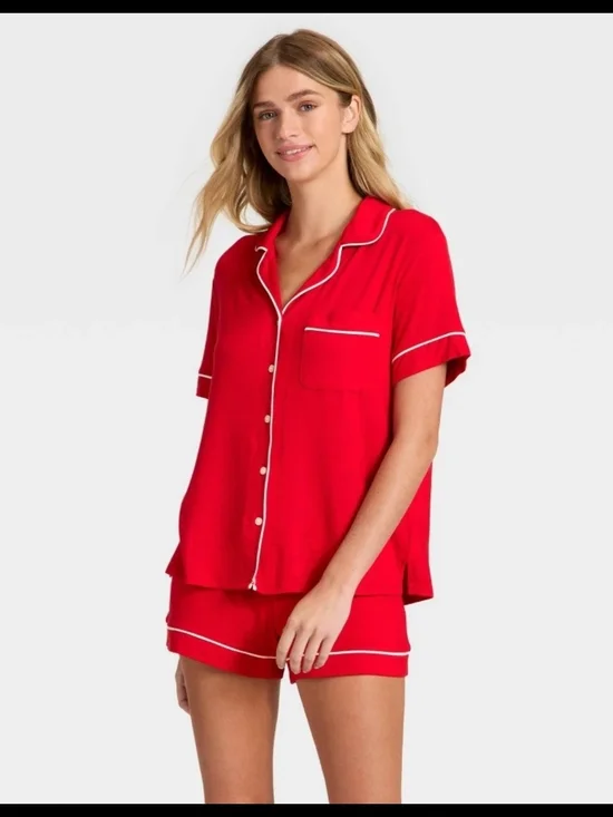 Women's Red Auden Shorts PJ Set M - NWT - Picture 1 of 2